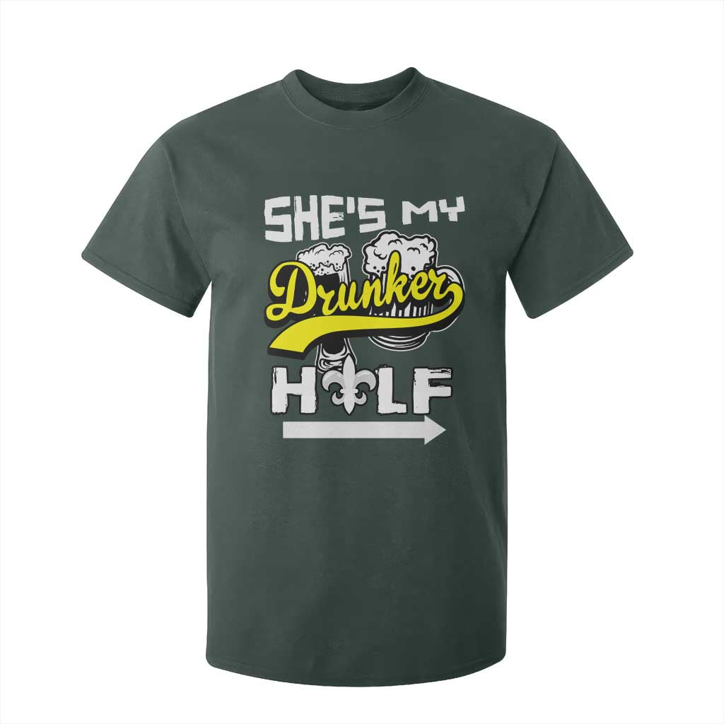 Mardi Gras T Shirt For Kid She's My Drunker Half Matching Couple TS09 Dark Forest Green Print Your Wear