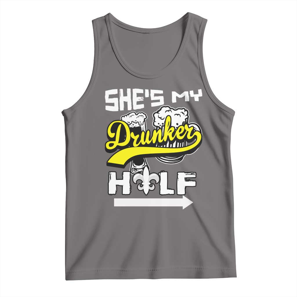 Mardi Gras Tank Top She's My Drunker Half Matching Couple TS09 Deep Heather Print Your Wear