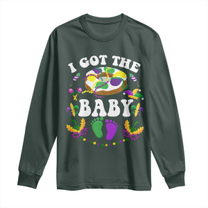 Mardi Gras Long Sleeve Shirt I Got The Baby Funny Pregnancy Announcement TS09 Dark Forest Green Print Your Wear