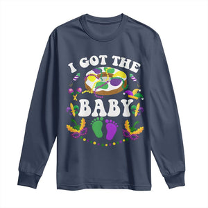 Mardi Gras Long Sleeve Shirt I Got The Baby Funny Pregnancy Announcement TS09 Navy Print Your Wear