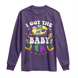 Mardi Gras Long Sleeve Shirt I Got The Baby Funny Pregnancy Announcement TS09 Purple Print Your Wear