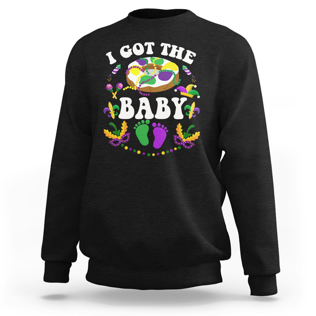 Mardi Gras Sweatshirt I Got The Baby Funny Pregnancy Announcement TS09 Black Printyourwear