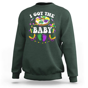 Mardi Gras Sweatshirt I Got The Baby Funny Pregnancy Announcement TS09 Dark Forest Green Printyourwear