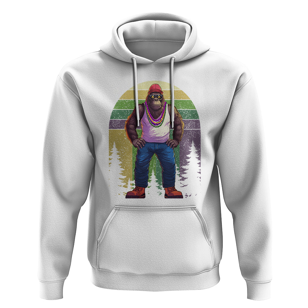 Mardi Gras Bigfoot Sasquatch Funny Fat Tuesday Parade Hoodie TS09 White Printyourwear