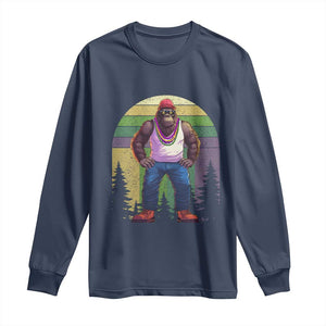 Funny Mardi Gras Bigfoot Sasquatch Funny Fat Tuesday Parade Long Sleeve Shirt TS09 Navy Print Your Wear