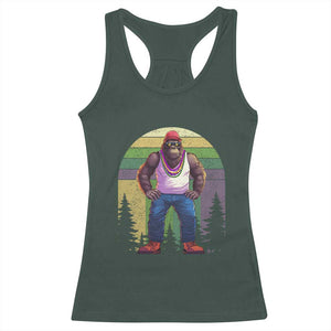 Funny Mardi Gras Bigfoot Sasquatch Funny Fat Tuesday Parade Racerback Tank Top TS09 Dark Forest Green Print Your Wear