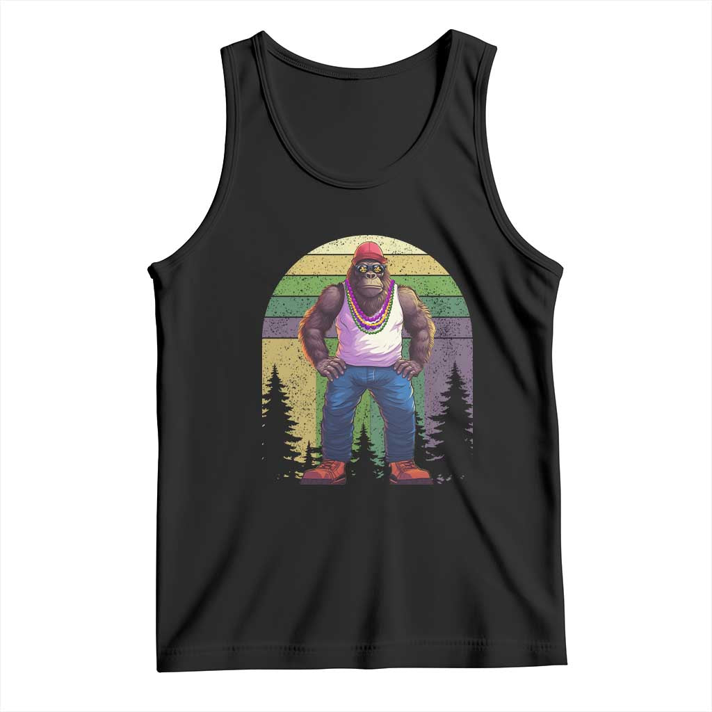 Funny Mardi Gras Bigfoot Sasquatch Funny Fat Tuesday Parade Tank Top TS09 Black Print Your Wear