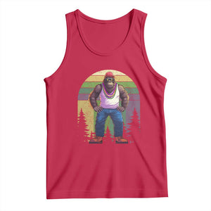 Funny Mardi Gras Bigfoot Sasquatch Funny Fat Tuesday Parade Tank Top TS09 Red Print Your Wear