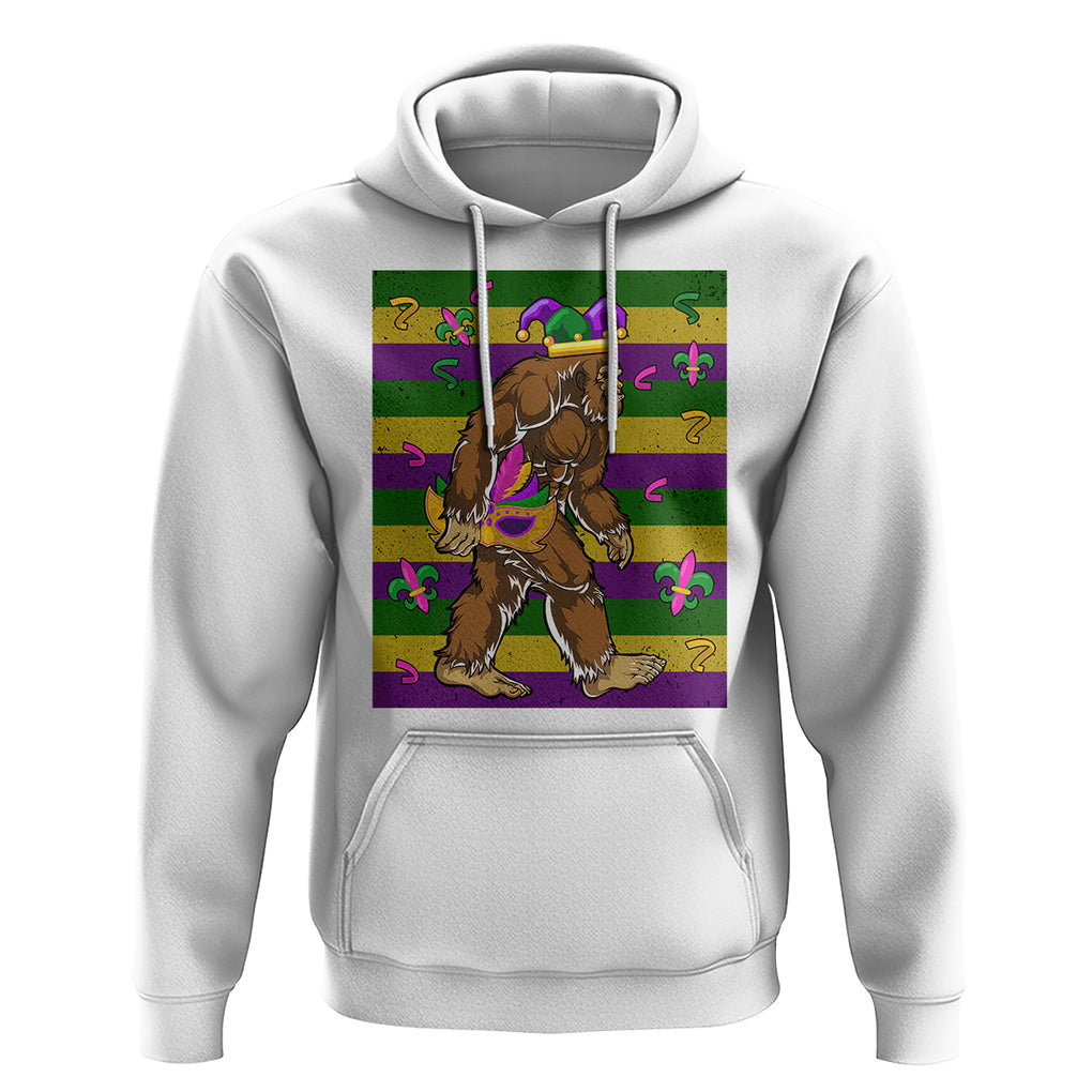 Mardi Gras Bigfoot Sasquatch Funny Fat Tuesday Parade Hoodie TS09 White Printyourwear