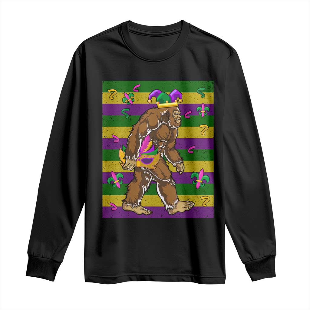 Mardi Gras Bigfoot Sasquatch Funny Fat Tuesday Parade Long Sleeve Shirt TS09 Black Print Your Wear