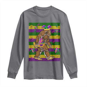 Mardi Gras Bigfoot Sasquatch Funny Fat Tuesday Parade Long Sleeve Shirt TS09 Charcoal Print Your Wear