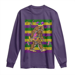 Mardi Gras Bigfoot Sasquatch Funny Fat Tuesday Parade Long Sleeve Shirt TS09 Purple Print Your Wear