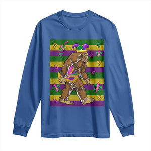 Mardi Gras Bigfoot Sasquatch Funny Fat Tuesday Parade Long Sleeve Shirt TS09 Royal Blue Print Your Wear