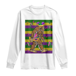 Mardi Gras Bigfoot Sasquatch Funny Fat Tuesday Parade Long Sleeve Shirt TS09 White Print Your Wear