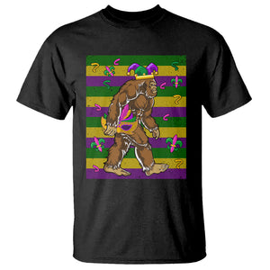 Mardi Gras Bigfoot Sasquatch Funny Fat Tuesday Parade T Shirt TS09 Black Printyourwear