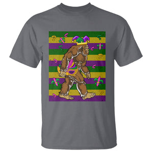 Mardi Gras Bigfoot Sasquatch Funny Fat Tuesday Parade T Shirt TS09 Charcoal Printyourwear