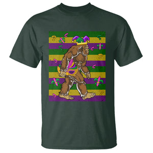 Mardi Gras Bigfoot Sasquatch Funny Fat Tuesday Parade T Shirt TS09 Dark Forest Green Printyourwear