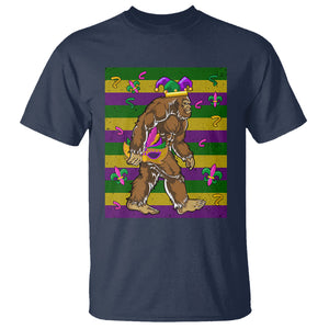 Mardi Gras Bigfoot Sasquatch Funny Fat Tuesday Parade T Shirt TS09 Navy Printyourwear