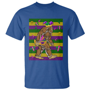 Mardi Gras Bigfoot Sasquatch Funny Fat Tuesday Parade T Shirt TS09 Royal Blue Printyourwear