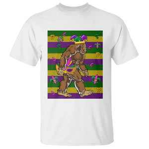 Mardi Gras Bigfoot Sasquatch Funny Fat Tuesday Parade T Shirt TS09 White Printyourwear