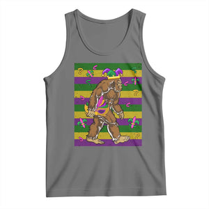 Mardi Gras Bigfoot Sasquatch Funny Fat Tuesday Parade Tank Top TS09 Black Heather Print Your Wear
