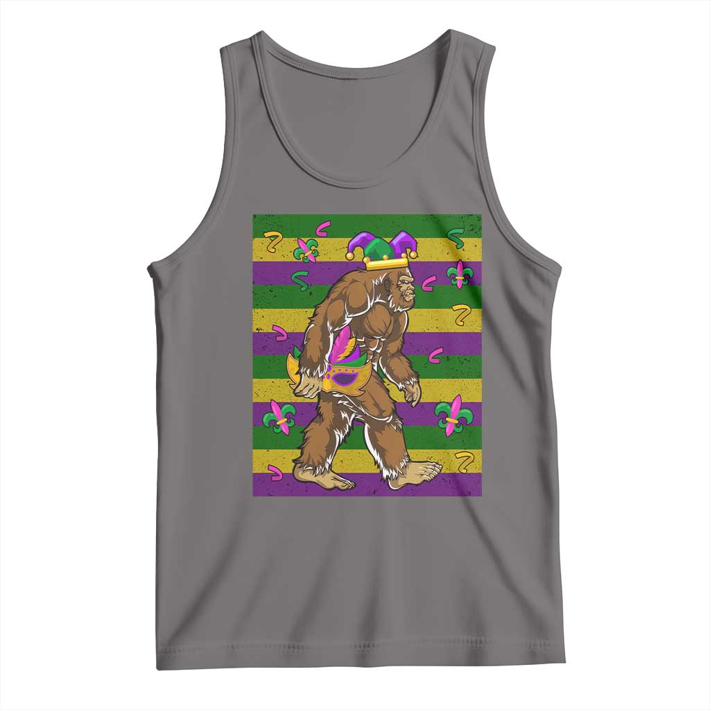 Mardi Gras Bigfoot Sasquatch Funny Fat Tuesday Parade Tank Top TS09 Deep Heather Print Your Wear