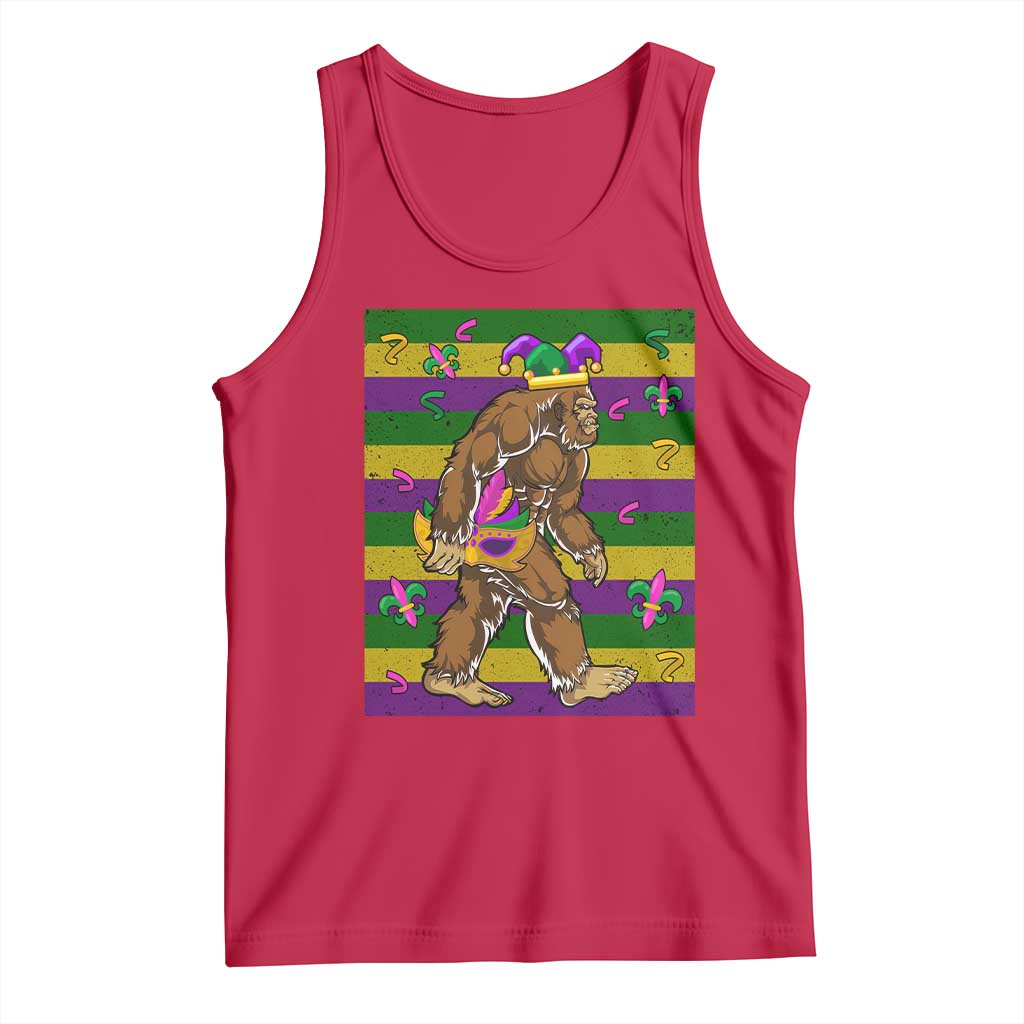 Mardi Gras Bigfoot Sasquatch Funny Fat Tuesday Parade Tank Top TS09 Red Print Your Wear