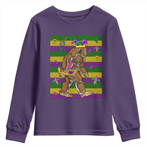 Mardi Gras Bigfoot Sasquatch Funny Fat Tuesday Parade Youth Sweatshirt TS09 Purple Print Your Wear