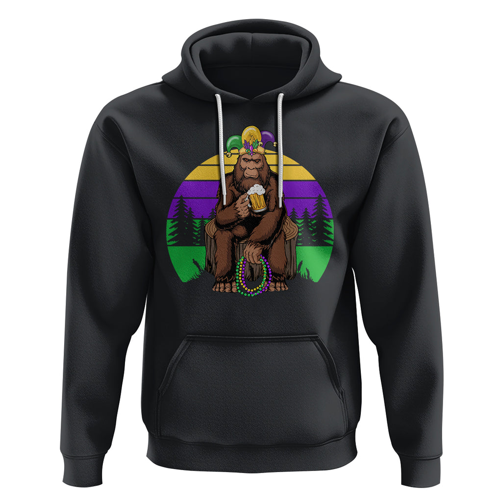 Mardi Gras Bigfoot Sasquatch Funny Beer Lover Hoodie TS09 Black Printyourwear