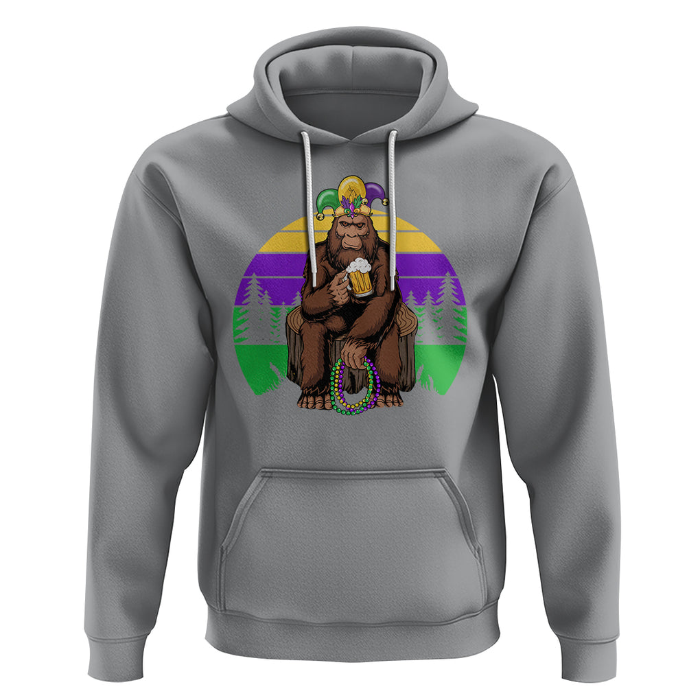 Mardi Gras Bigfoot Sasquatch Funny Beer Lover Hoodie TS09 Sport Gray Printyourwear