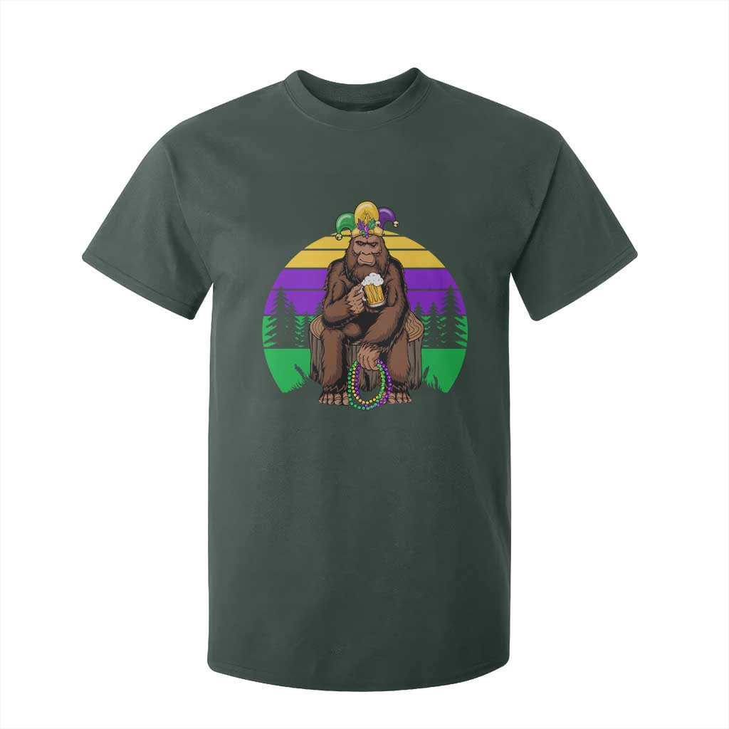 Mardi Gras Bigfoot Sasquatch Funny Beer Lover T Shirt For Kid TS09 Dark Forest Green Print Your Wear