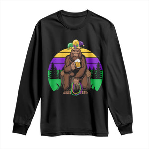 Mardi Gras Bigfoot Sasquatch Funny Beer Lover Long Sleeve Shirt TS09 Black Print Your Wear