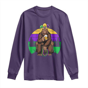 Mardi Gras Bigfoot Sasquatch Funny Beer Lover Long Sleeve Shirt TS09 Purple Print Your Wear