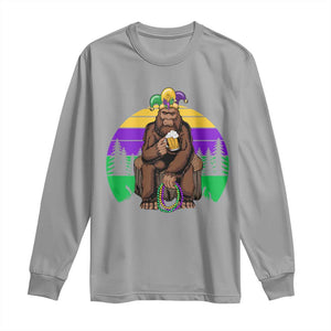 Mardi Gras Bigfoot Sasquatch Funny Beer Lover Long Sleeve Shirt TS09 Sport Gray Print Your Wear