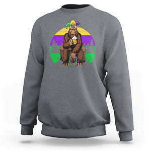 Mardi Gras Bigfoot Sasquatch Funny Beer Lover Sweatshirt TS09 Charcoal Printyourwear