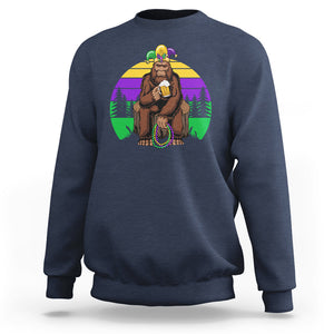 Mardi Gras Bigfoot Sasquatch Funny Beer Lover Sweatshirt TS09 Navy Printyourwear