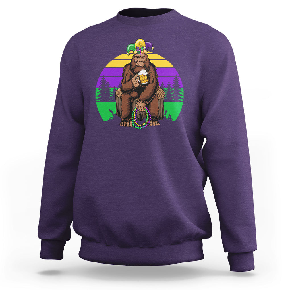 Mardi Gras Bigfoot Sasquatch Funny Beer Lover Sweatshirt TS09 Purple Printyourwear