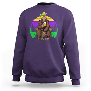 Mardi Gras Bigfoot Sasquatch Funny Beer Lover Sweatshirt TS09 Purple Printyourwear