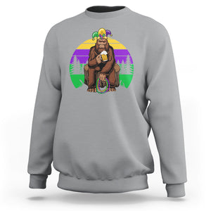 Mardi Gras Bigfoot Sasquatch Funny Beer Lover Sweatshirt TS09 Sport Gray Printyourwear