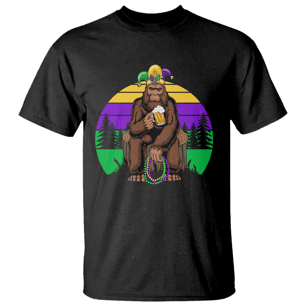 Mardi Gras Bigfoot Sasquatch Funny Beer Lover T Shirt TS09 Black Printyourwear