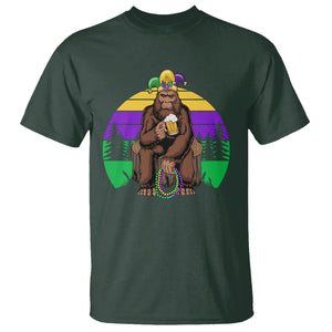 Mardi Gras Bigfoot Sasquatch Funny Beer Lover T Shirt TS09 Dark Forest Green Printyourwear