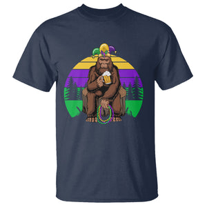 Mardi Gras Bigfoot Sasquatch Funny Beer Lover T Shirt TS09 Navy Printyourwear