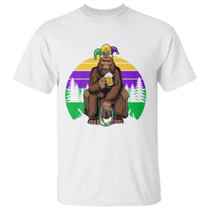 Mardi Gras Bigfoot Sasquatch Funny Beer Lover T Shirt TS09 White Printyourwear