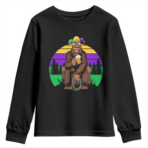 Mardi Gras Bigfoot Sasquatch Funny Beer Lover Youth Sweatshirt TS09 Black Print Your Wear