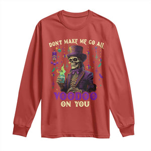 Mardi Gras Long Sleeve Shirt Don't Make Me Go All Voodoo On You Skeleton Witch Doctor TS09 Red Print Your Wear