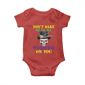 Mardi Gras Baby Onesie Don't Make Me Go All Voodoo On You Skull TS09 Red Print Your Wear