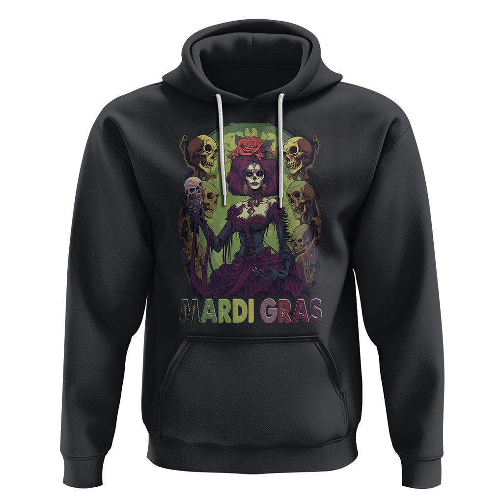 Mardi Gras Hoodie Voodoo Queen Skeleton Witch Creepy Skull TS09 Black Printyourwear