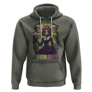 Mardi Gras Hoodie Voodoo Queen Skeleton Witch Creepy Skull TS09 Military Green Printyourwear