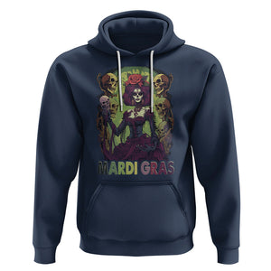 Mardi Gras Hoodie Voodoo Queen Skeleton Witch Creepy Skull TS09 Navy Printyourwear