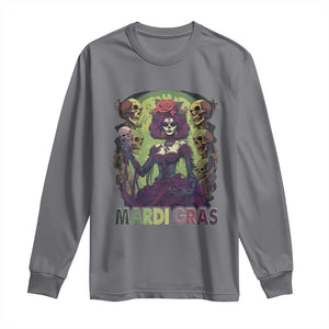 Mardi Gras Long Sleeve Shirt Voodoo Queen Skeleton Witch Creepy Skull TS09 Charcoal Print Your Wear